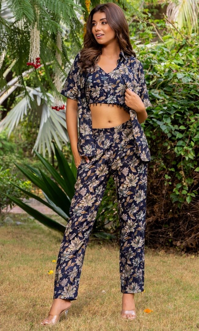 Prussian Blue Printed Co-ord Set