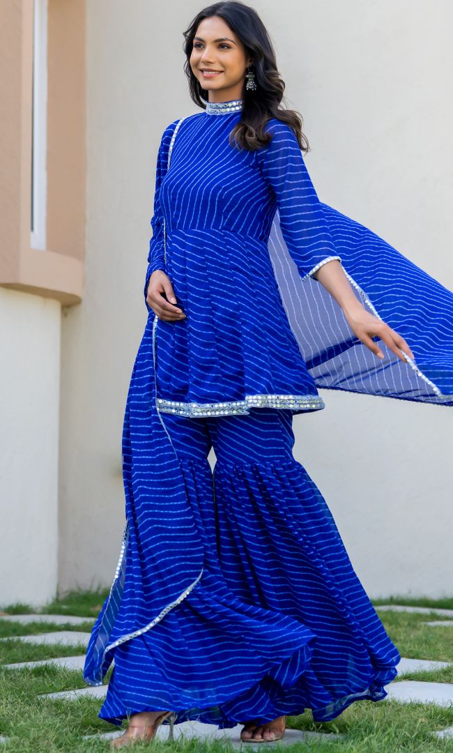 Morani Bandhani Sharara Set