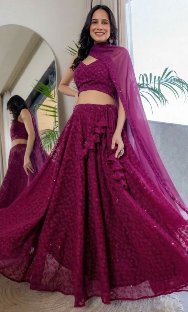 Twilight Purple Chikankari Lehenga