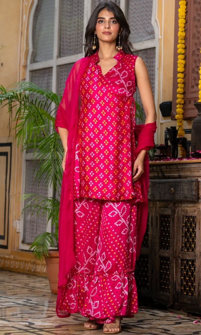 Noorani Bandhej Sharara Set