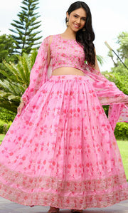 Taffy Pink Organza Lehenga Set