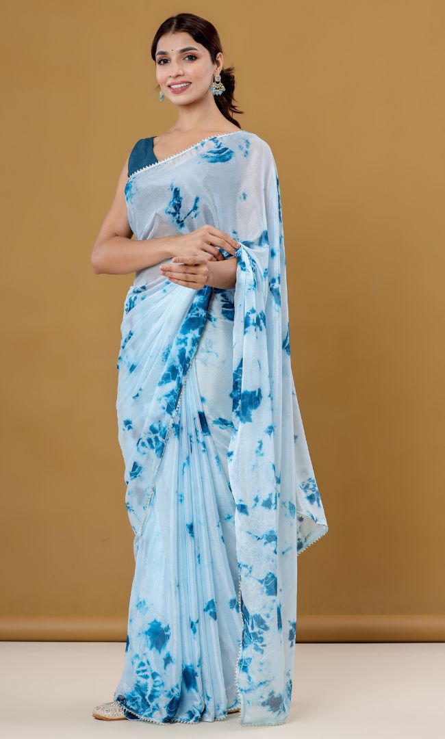 Blue Shibori Saree