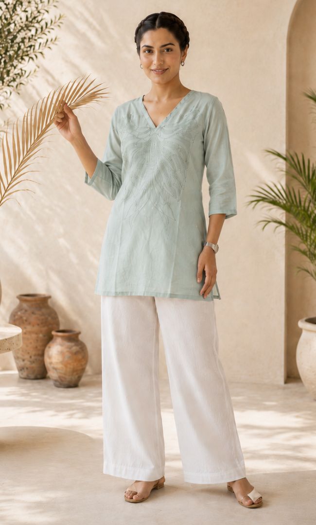 Avira Mint Green Embroidered Kurti