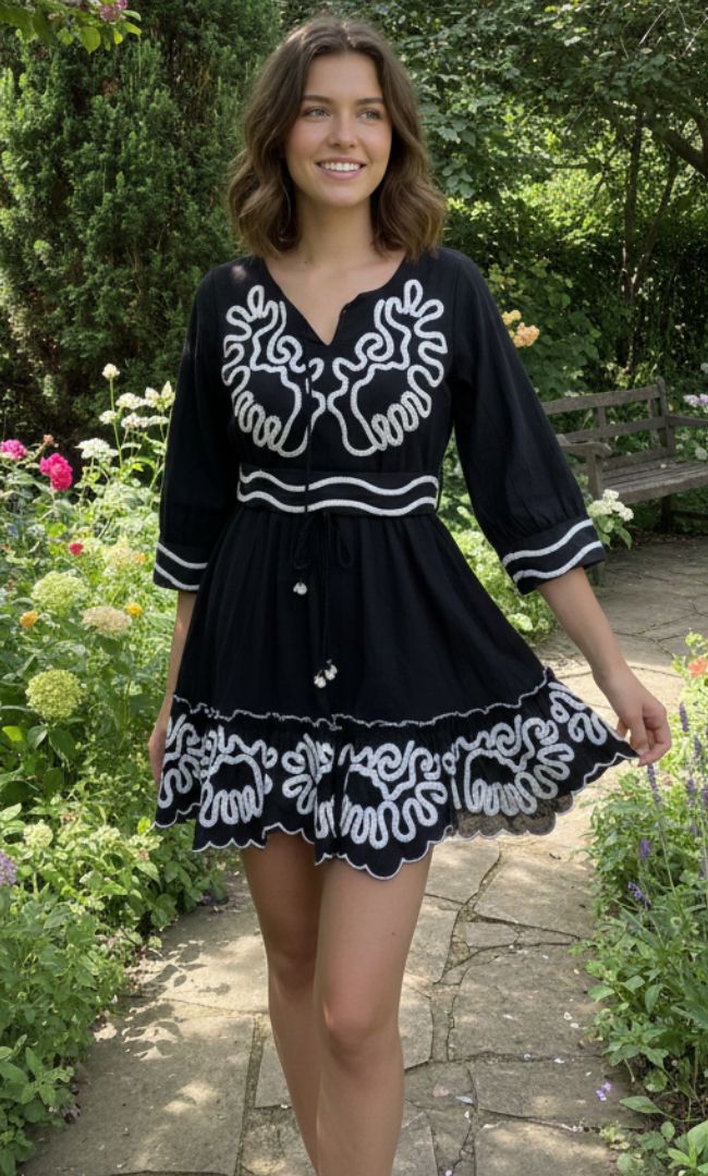 Anya Embroidered Mini Dress