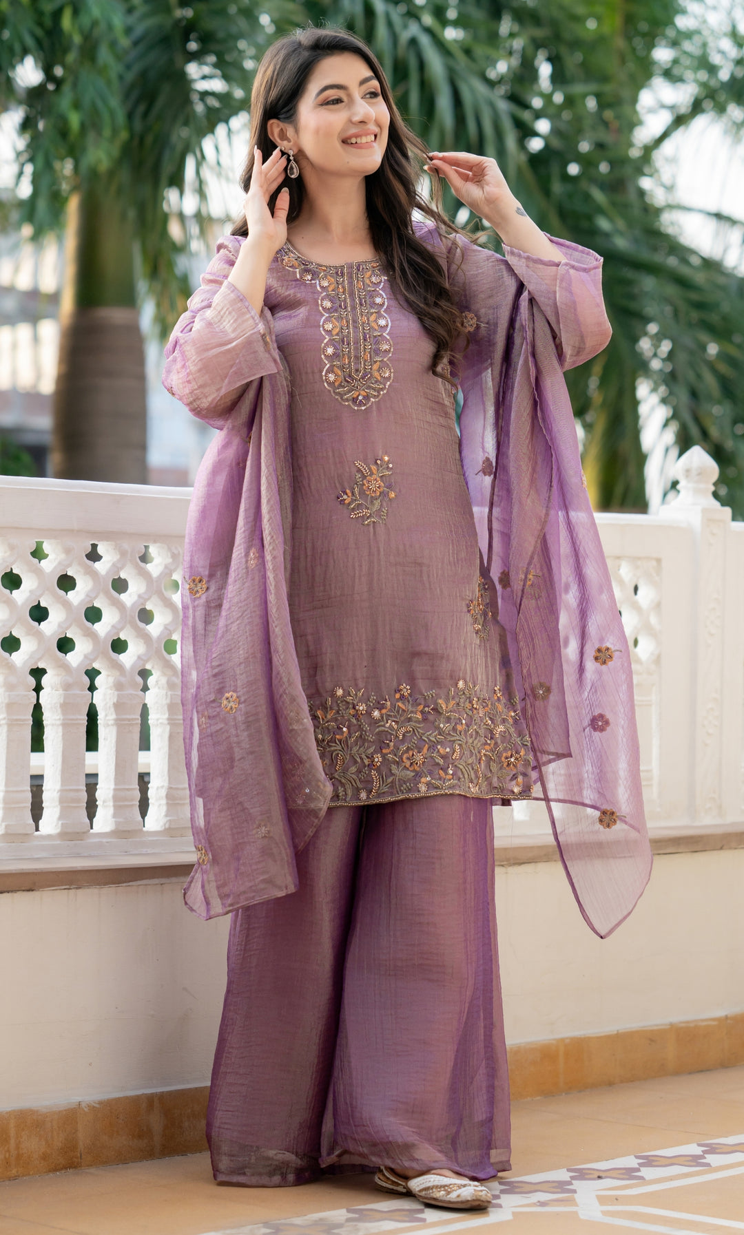 Aveline Purple Embrodiered Suit Set