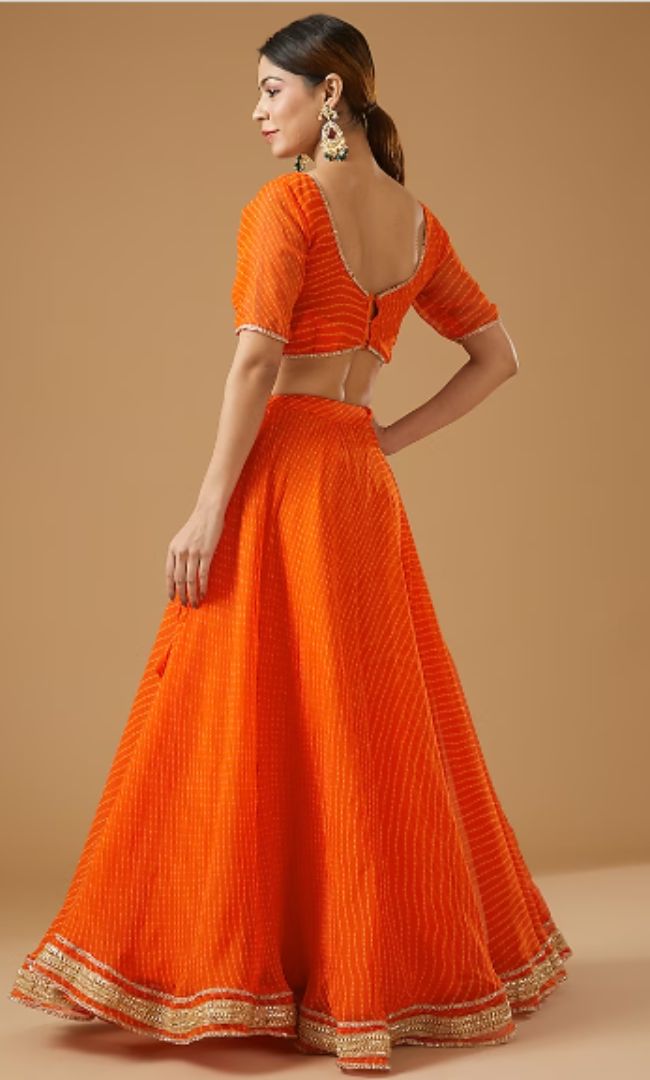 Orange Bandhani Lehenga