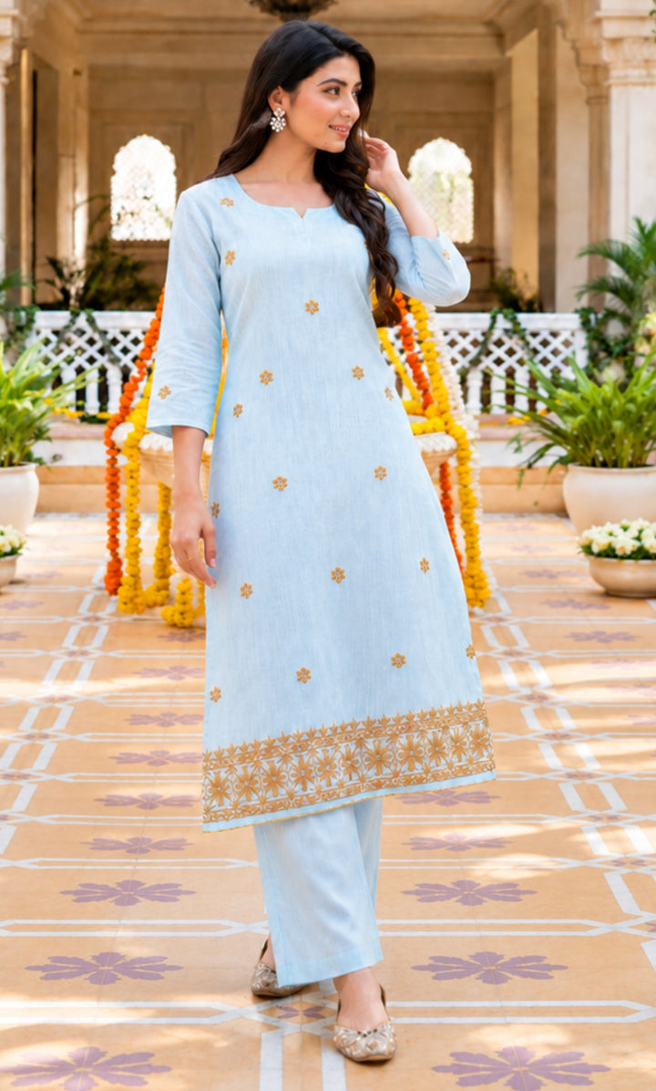 Petal Dusk Linen Kurta Set
