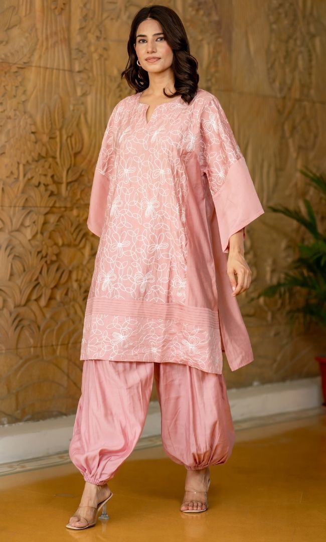 Rosy Dove Embroidered Kurta Co-ord Set