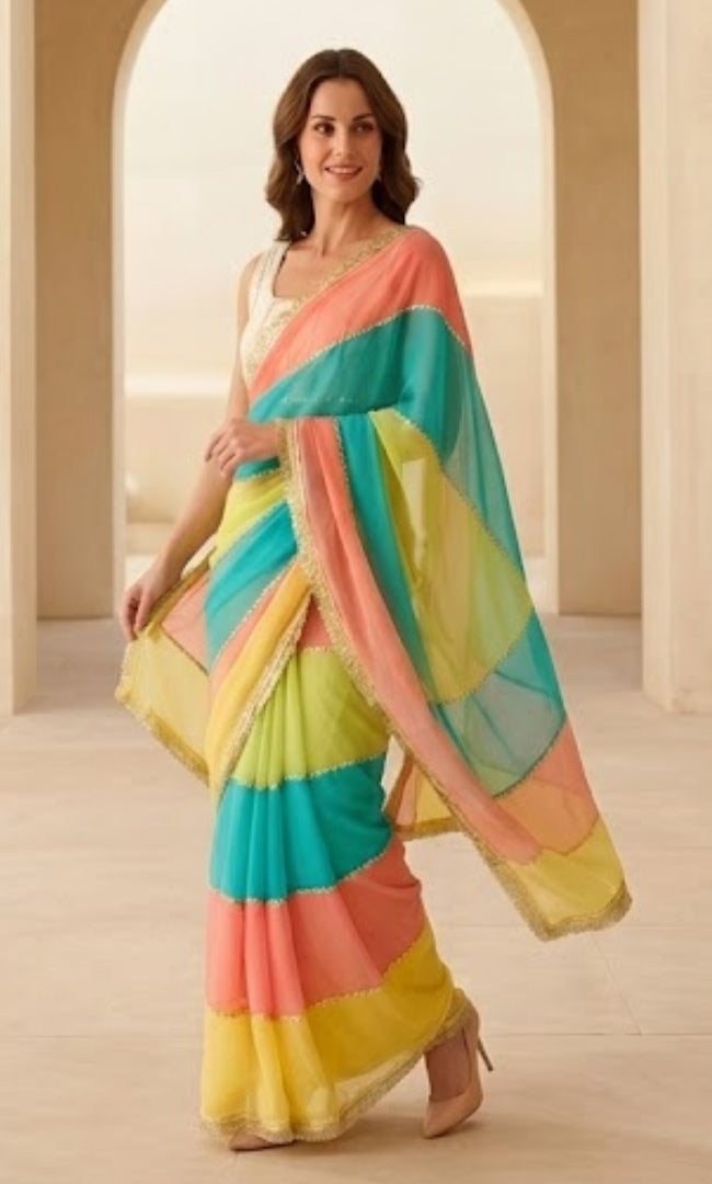 Pastel Gota Grace Saree