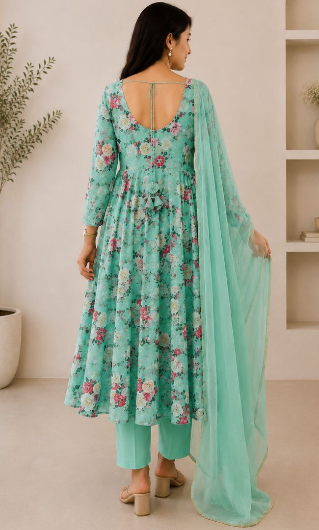 Mint Blossom Anarkali Set