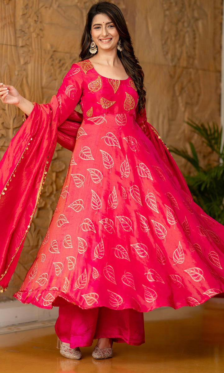 Hayat Rani Pink Brocade Anarkali Set