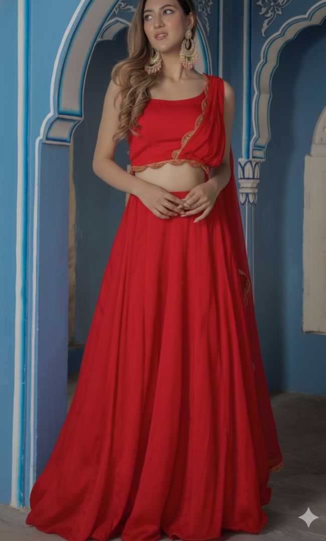 Crimson Frost Lehenga Set