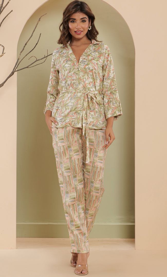 Green Peach Leaf Co-ord Set