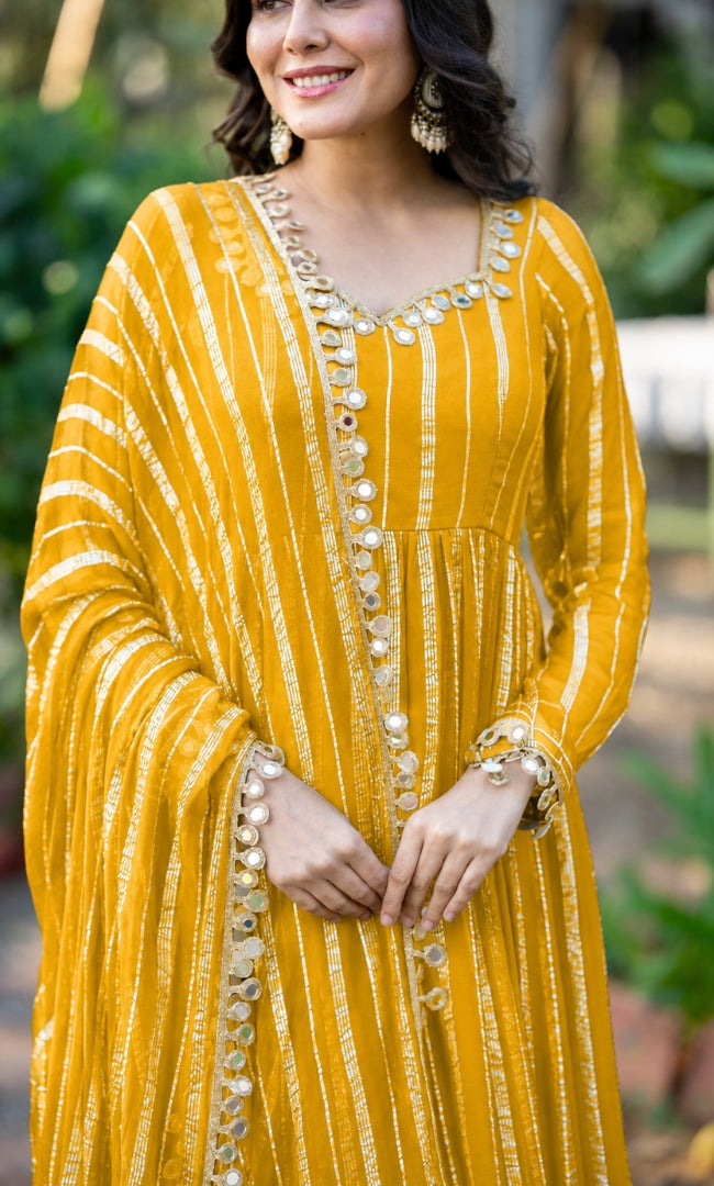 Noir Yellow Zareen Anarkali Set