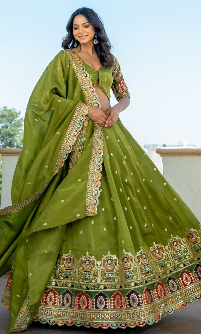 Madhubala Green Lehenga Set