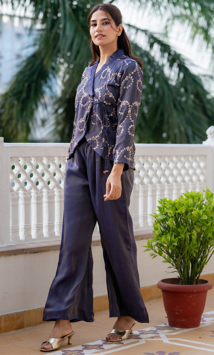 Purple Sitara Tissue Co-ord Set