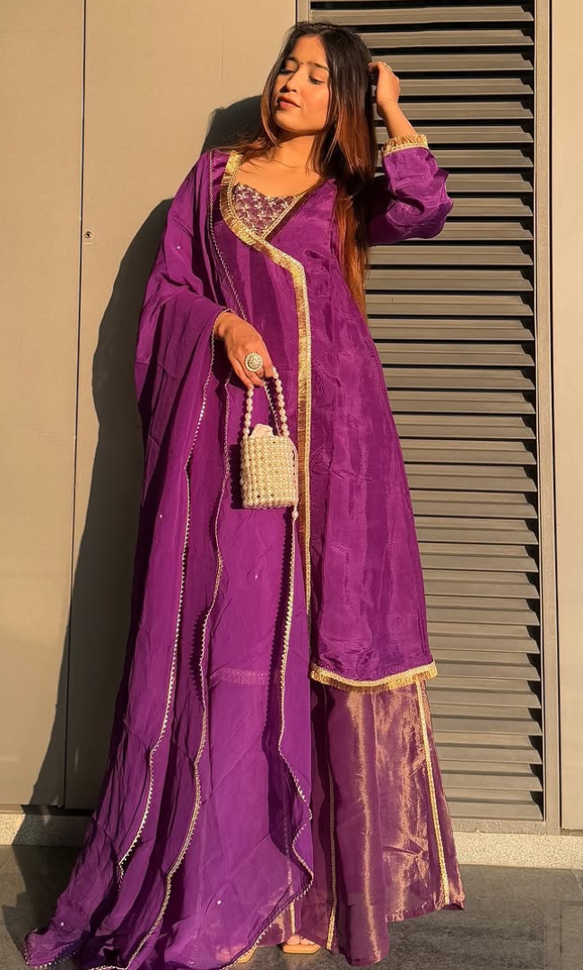 Jasmin Purple Sharara set