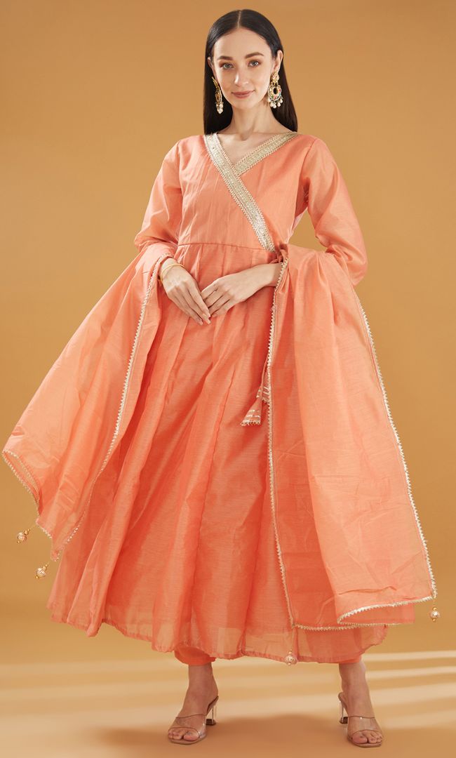BLUSH CHANDERI ANGRAKHA SET