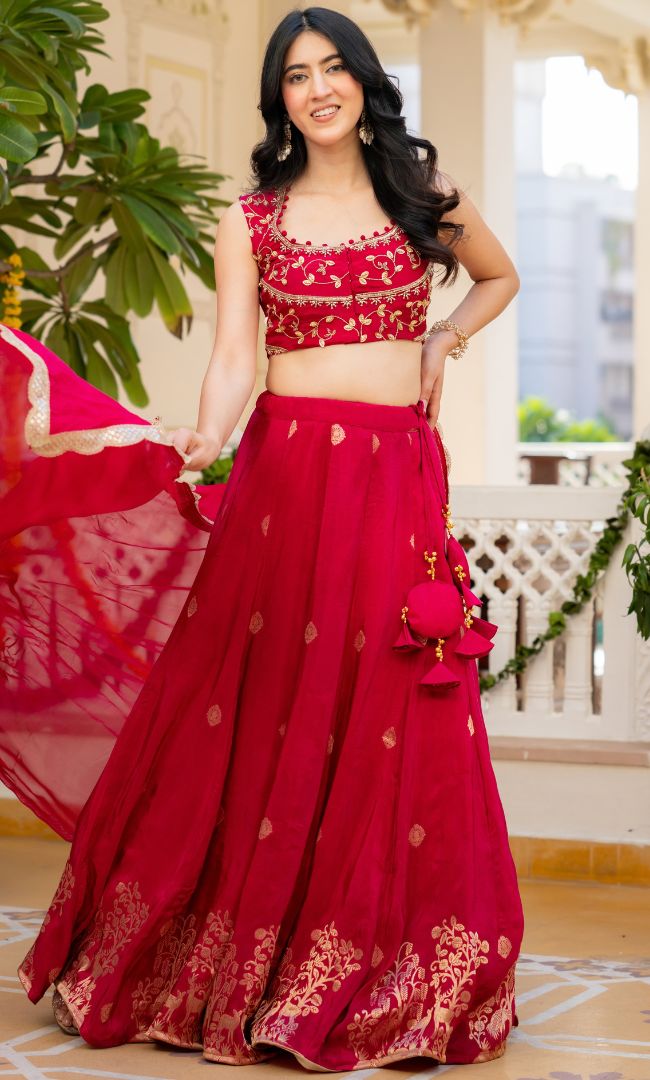 Shehnaz Pink Embroidered Lehenga Set