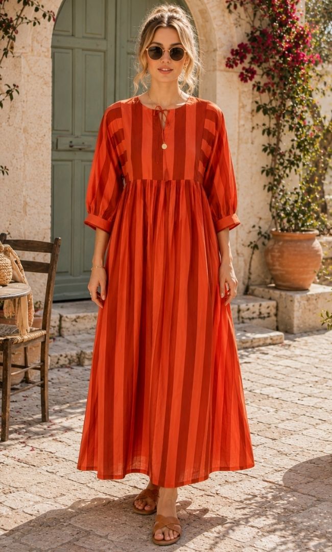 Cinnamon Stripe Maxi Dress
