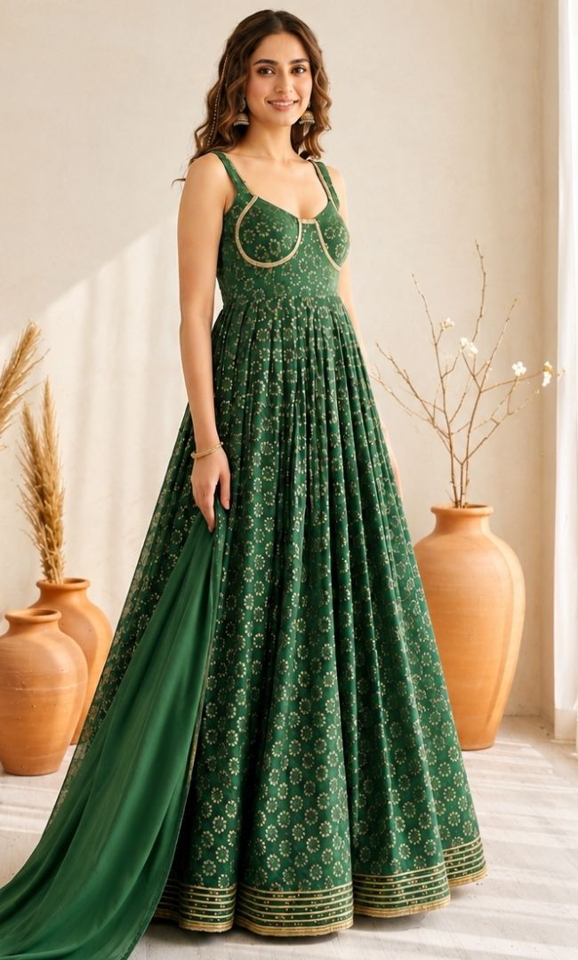 Emerald Brasso Anarkali Set