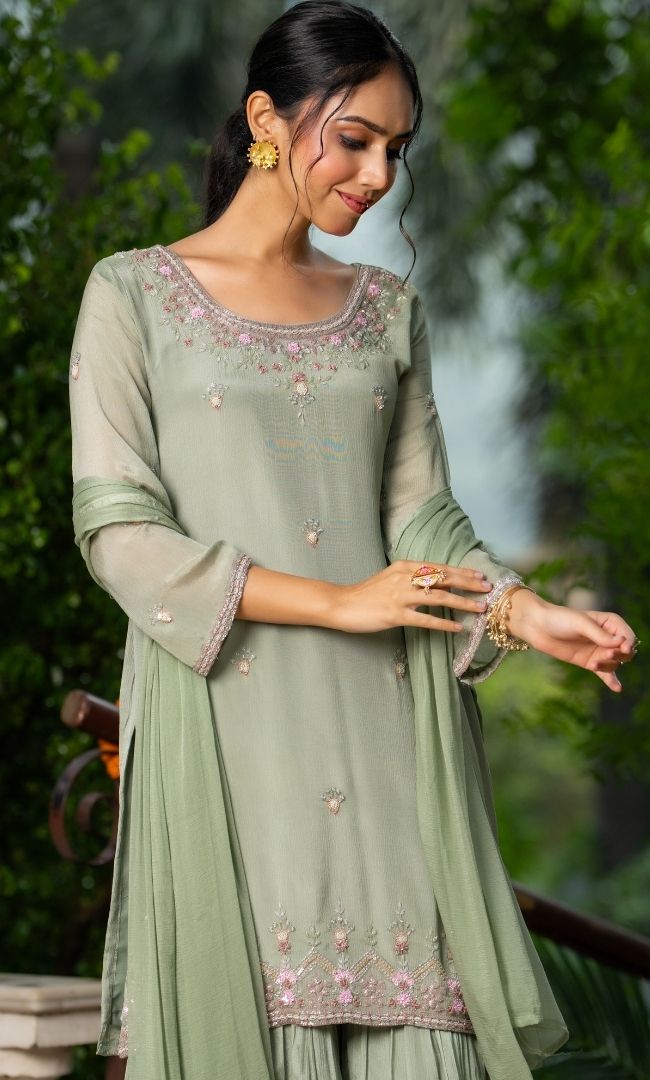 Panna Green Sharara Set