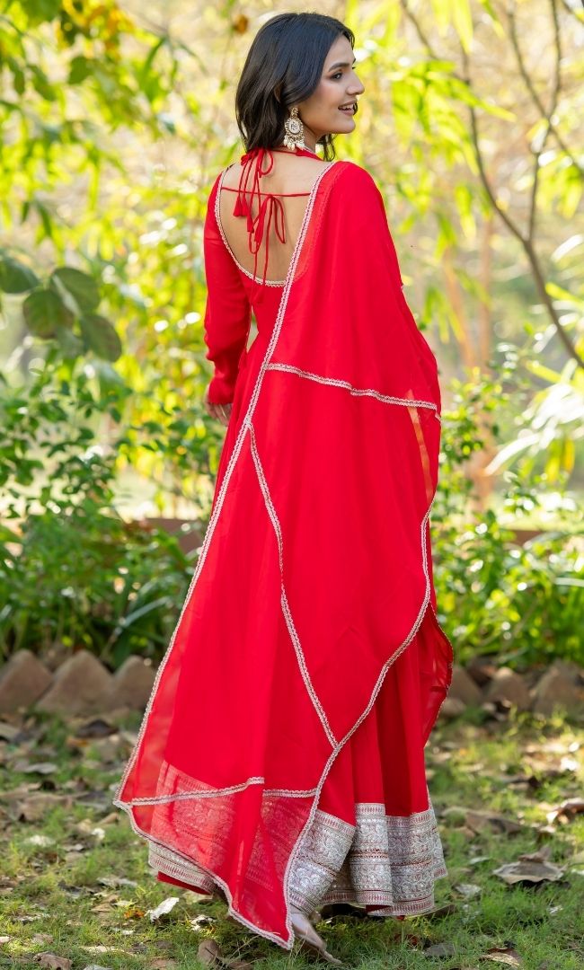 Sabya Red Georgette Anarkali Set