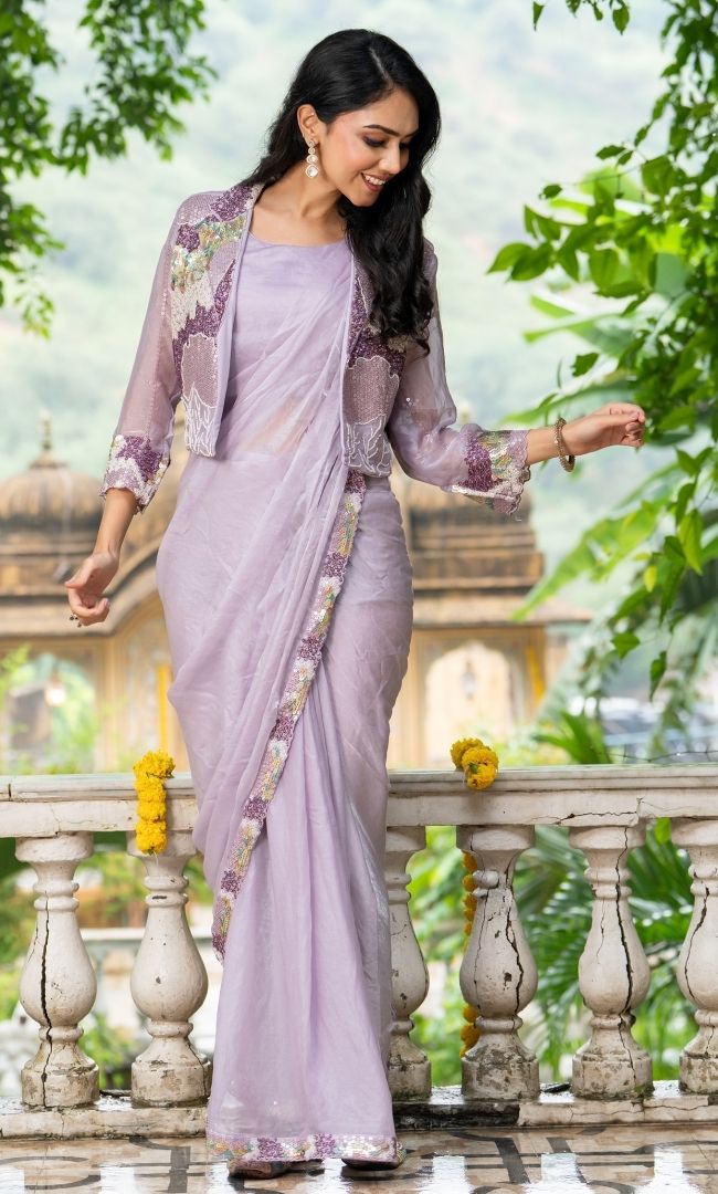 Lyra Lilac Pre Draped Saree