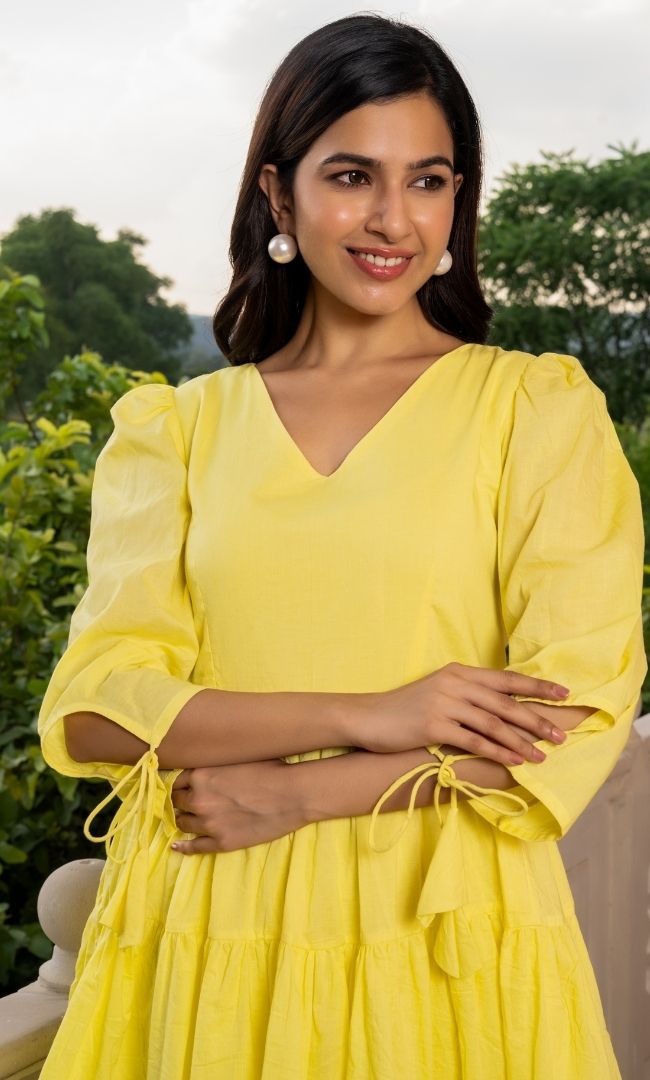 Yellow Tired Mini Dress