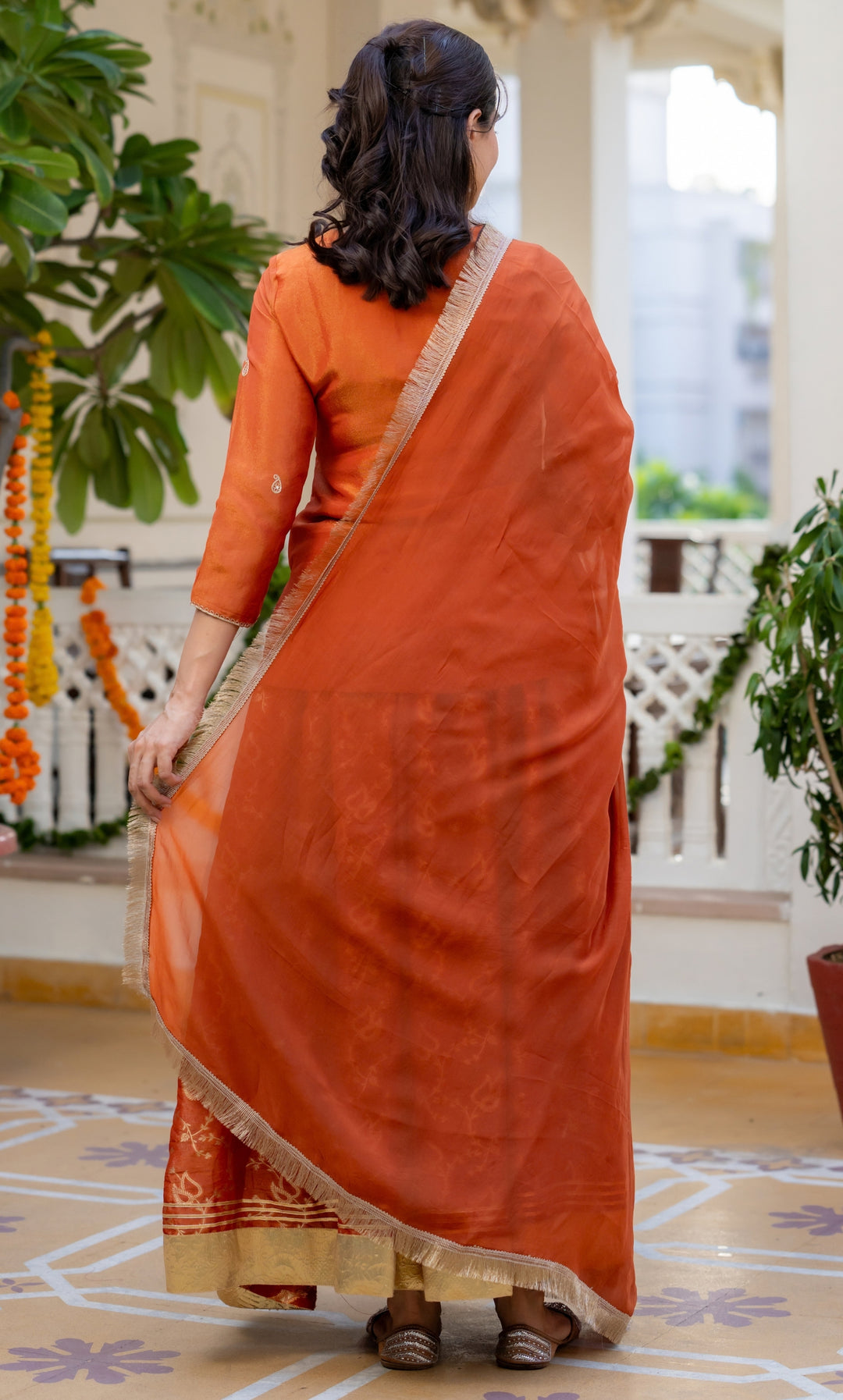 Eyana Orange Skirt Set