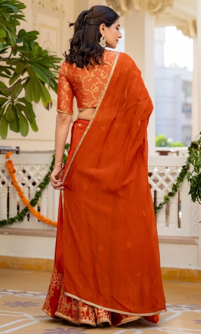 Rania Organge Brocade Lehenga Set