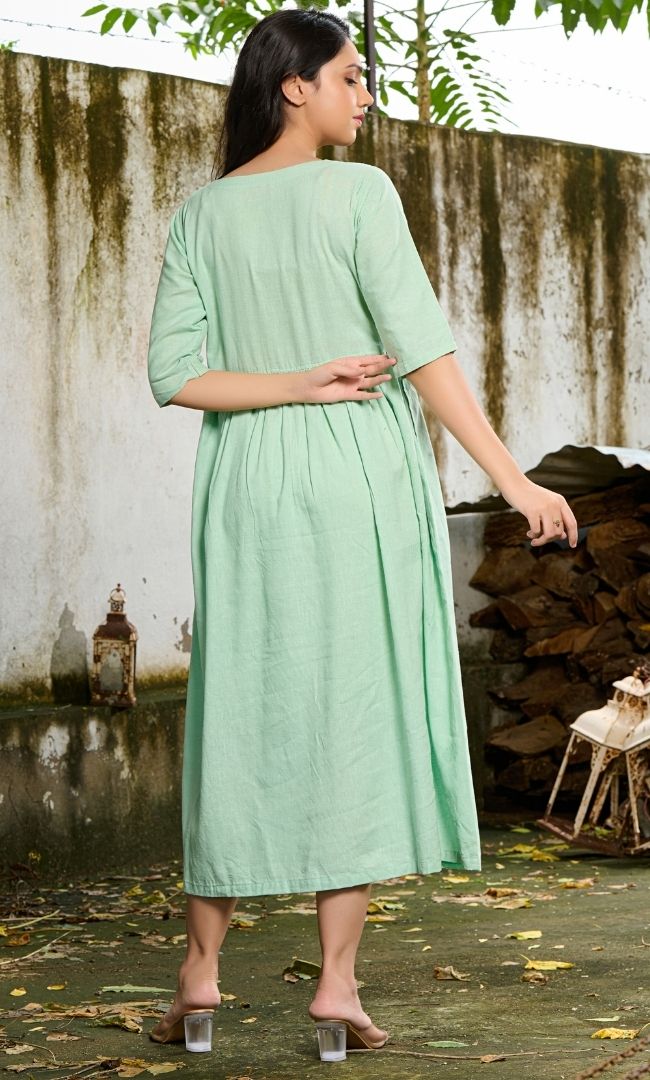 Pistachio Green Linen  Dress