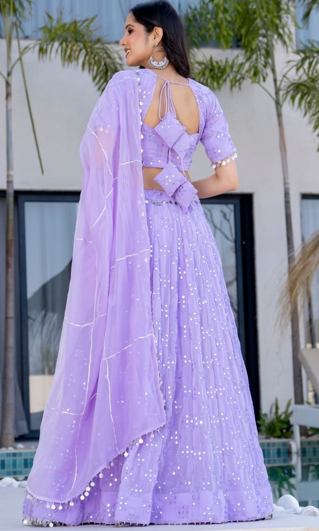 Zane Lilac Georgette Lehenga