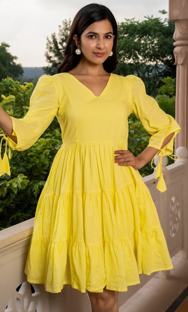 Yellow Tired Mini Dress