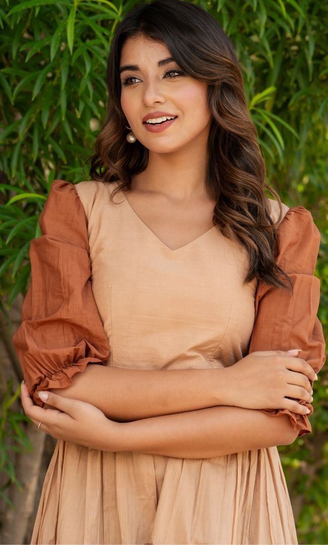 Brown Whisper Color Block Dress