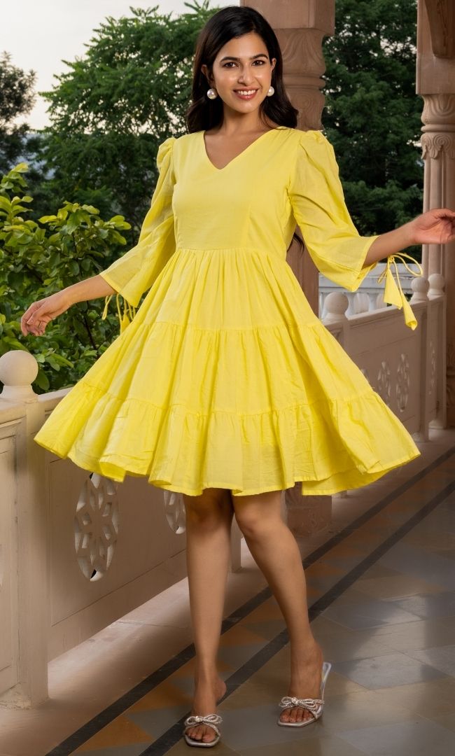 Yellow Tired Mini Dress