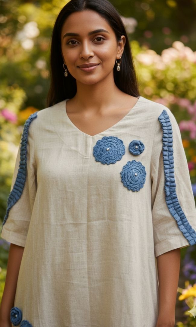 Blue Petal Cotton Dress