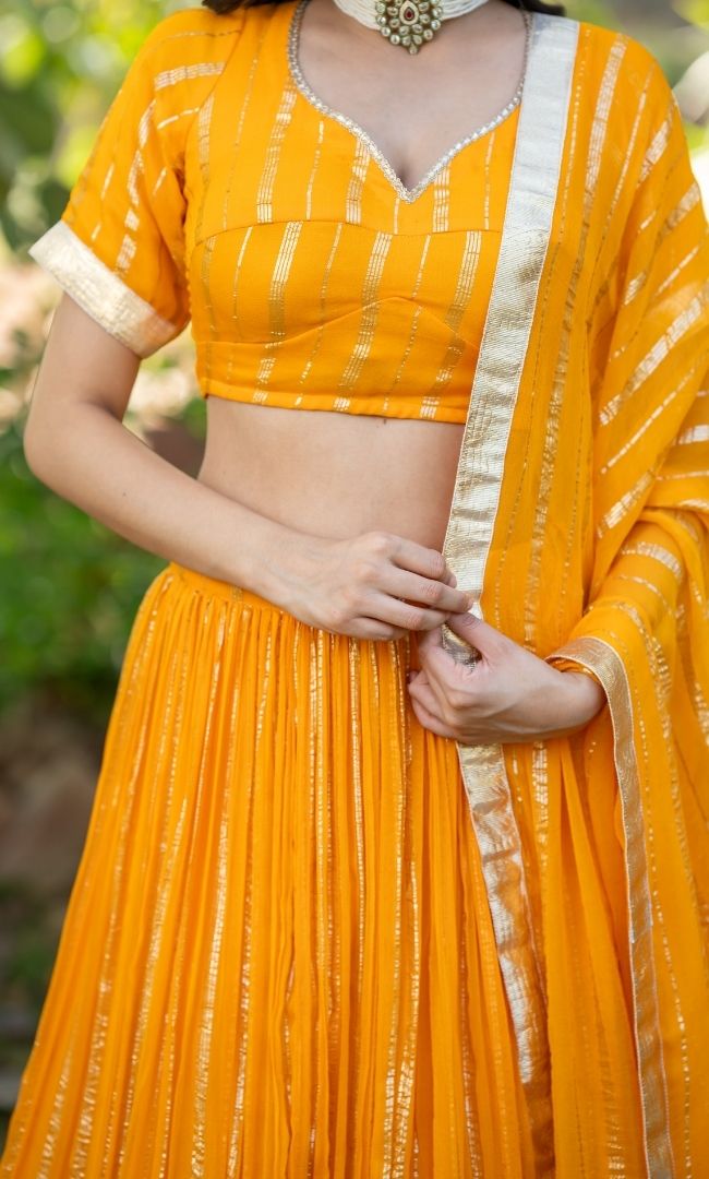 Thani Yellow Viscose Lehenga Set