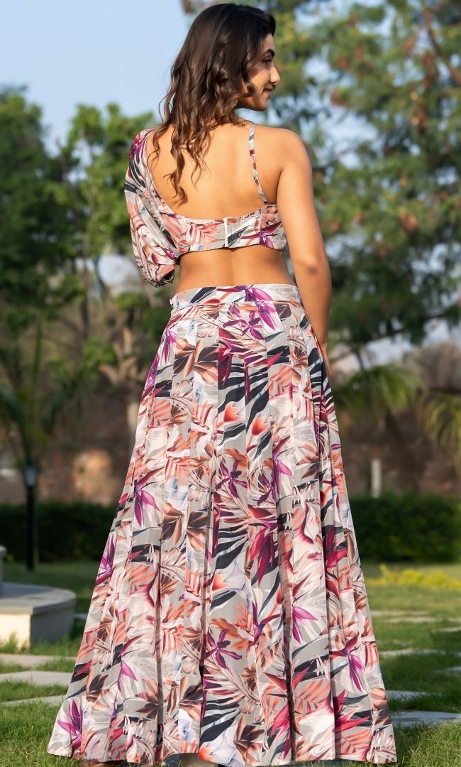 Naqsh Grey Slit Skirt Set