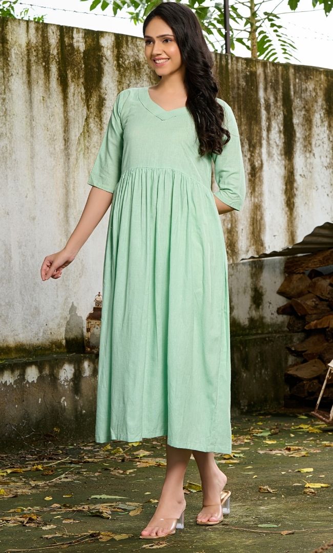 Pistachio Green Linen  Dress