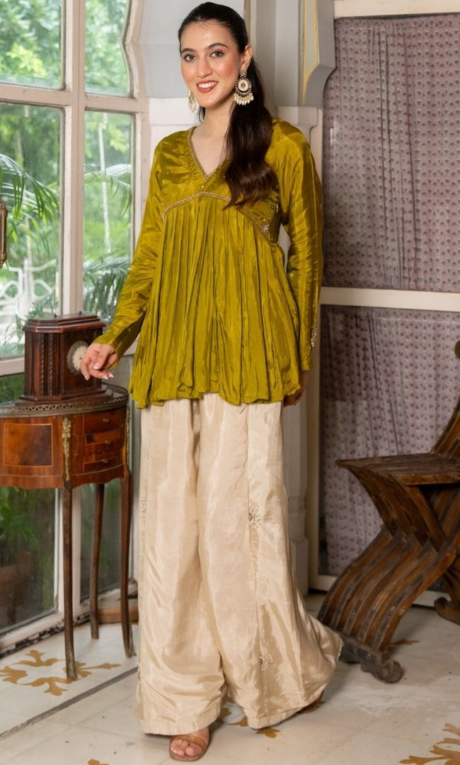 Olive Aura Peplum Set