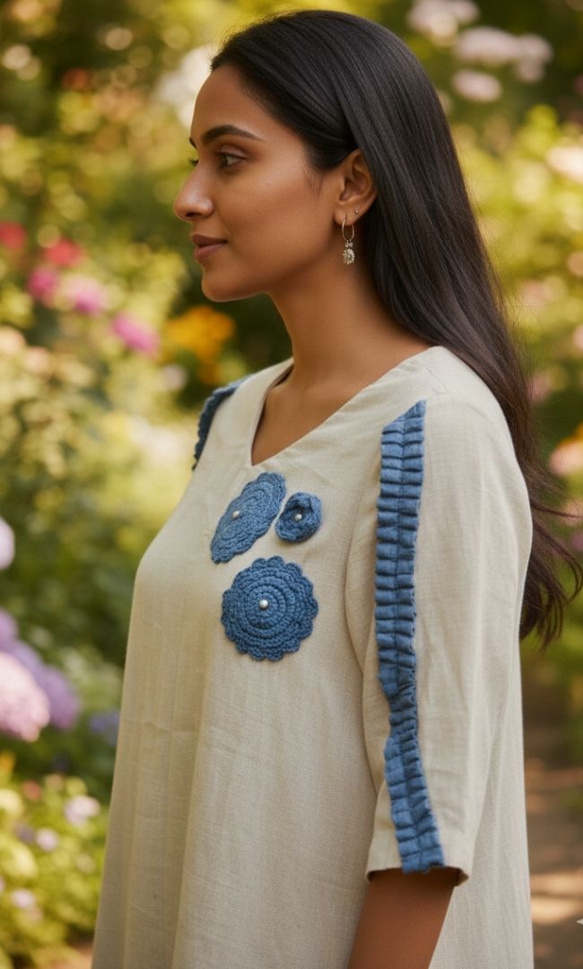 Blue Petal Cotton Dress