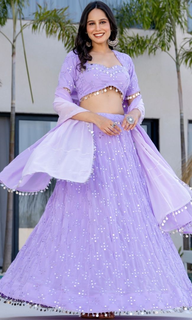Zane Lilac Georgette Lehenga