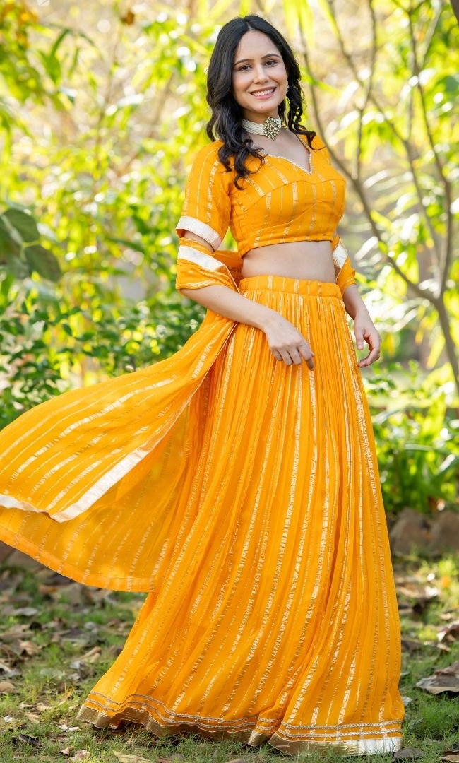 Thani Yellow Viscose Lehenga Set