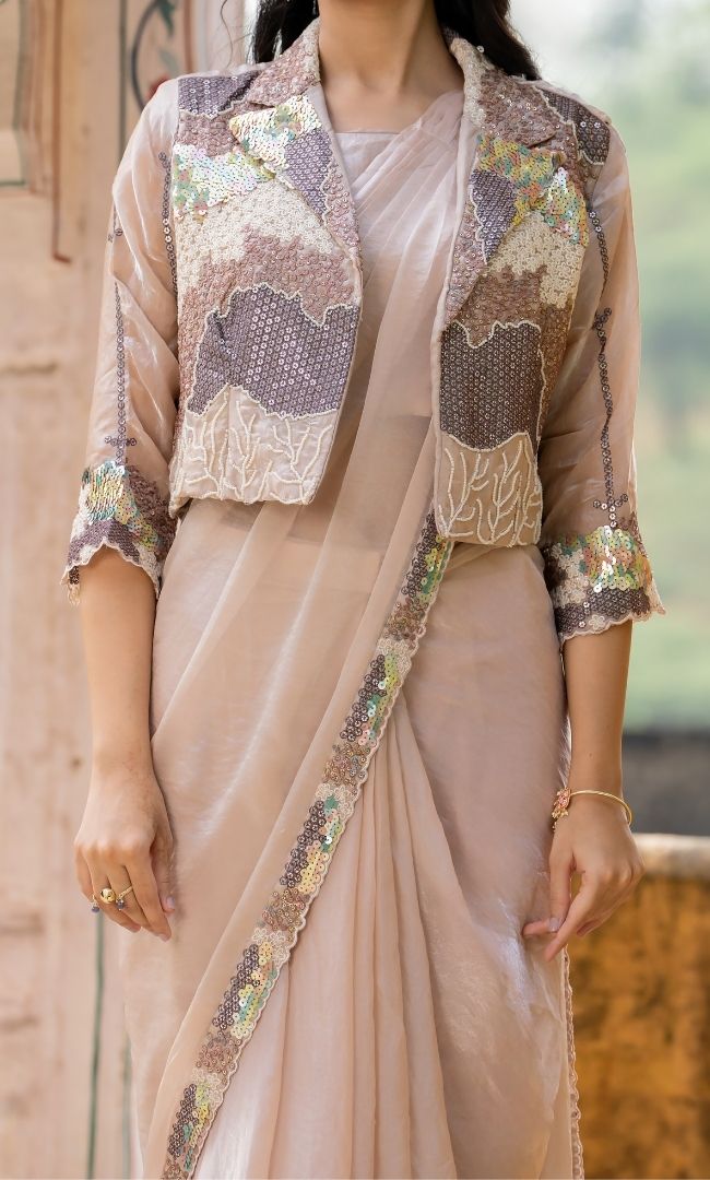 Almond Pre Draped Saree