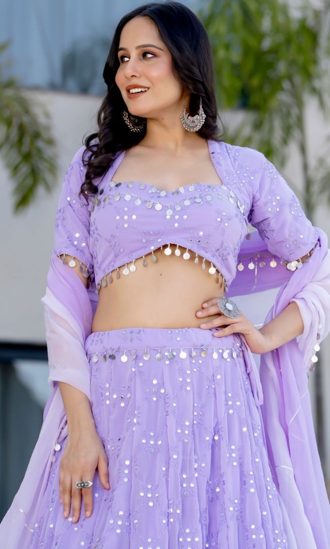 Zane Lilac Georgette Lehenga