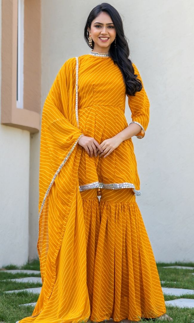 Surya Mustard Bandhani Sharara Set
