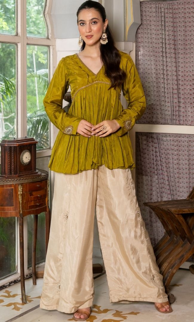 Olive Aura Peplum Set