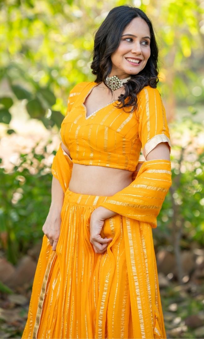 Thani Yellow Viscose Lehenga Set