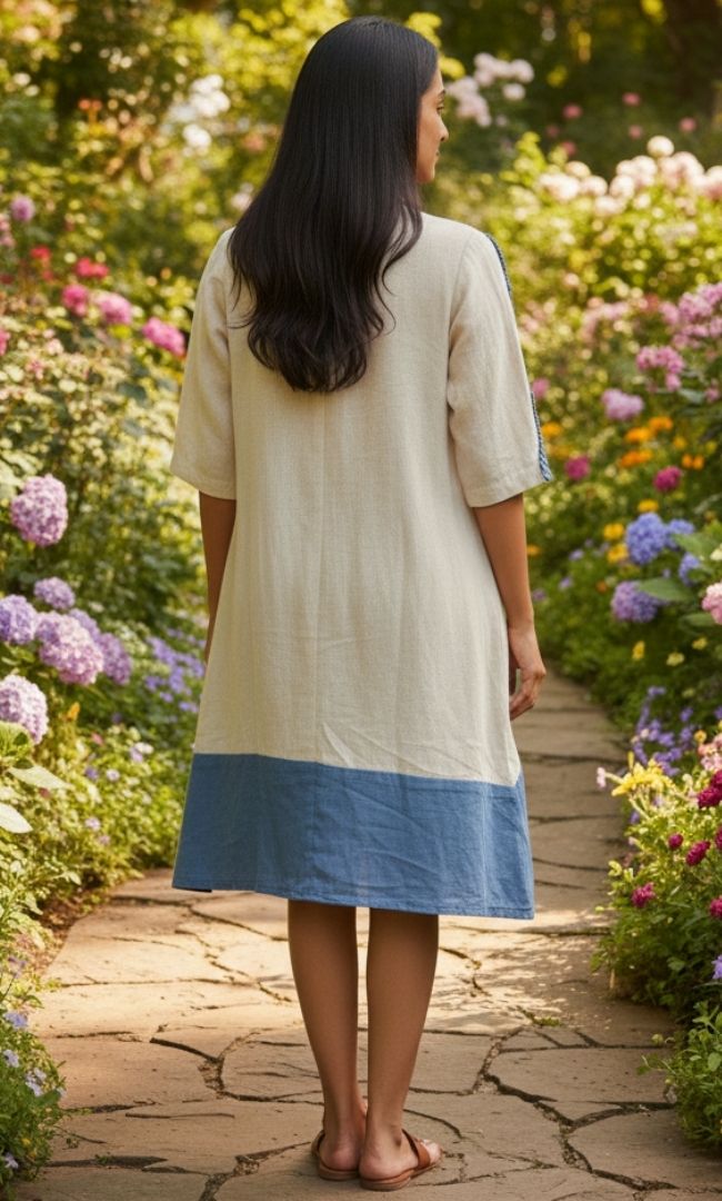 Blue Petal Cotton Dress